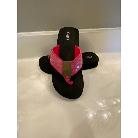 Cato Flip Flop Sandals Size Small 5-6 Sequined Hot Pink Sparkling Like New - Picture 3 of 10